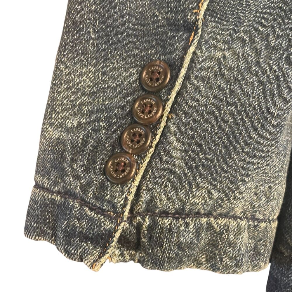 Lauren Ralph Lauren Womens Blazer Jean Jacket Sz 2 Embellished Lace Insulated - Picture 12 of 16